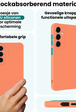 Forterra Forterra Samsung Galaxy S25 Hoesje Siliconen Met 2x Screenprotector - Perzik