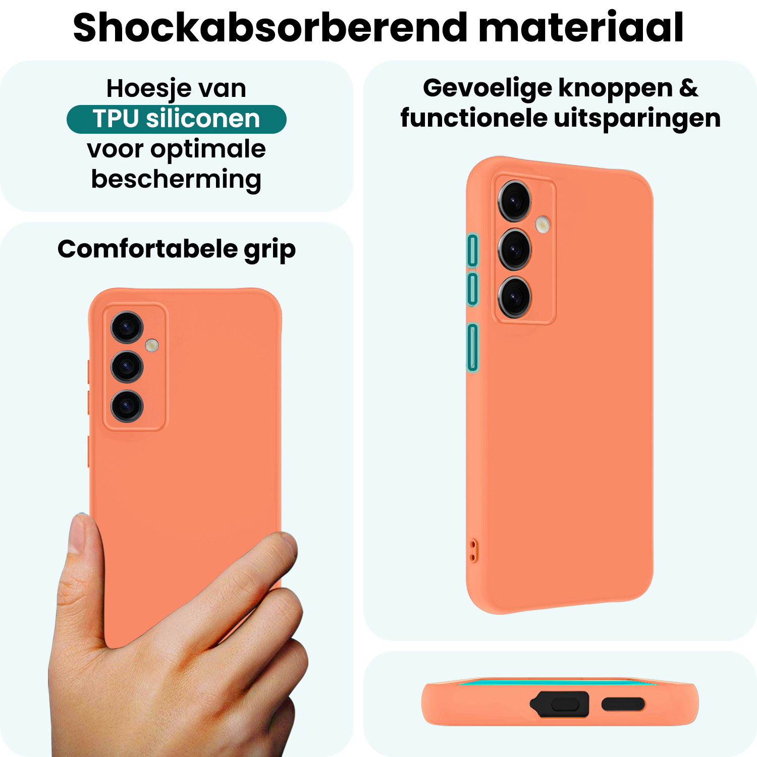 Forterra Forterra Samsung Galaxy S25 Hoesje Siliconen Met 2x Screenprotector - Perzik