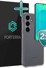 Forterra Forterra Samsung Galaxy S25 Hoesje Siliconen Met 2x Screenprotector - Transparant