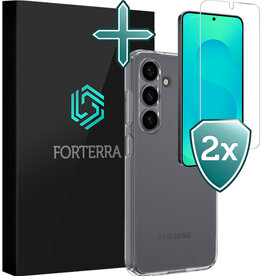 Forterra Forterra Samsung Galaxy S25 Hoesje Siliconen Met 2x Screenprotector - Transparant