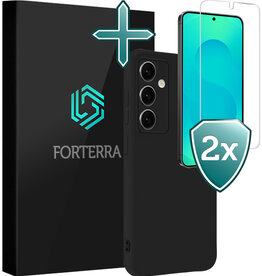 Forterra Forterra Samsung Galaxy S25 Hoesje Siliconen Met 2x Screenprotector - Zwart