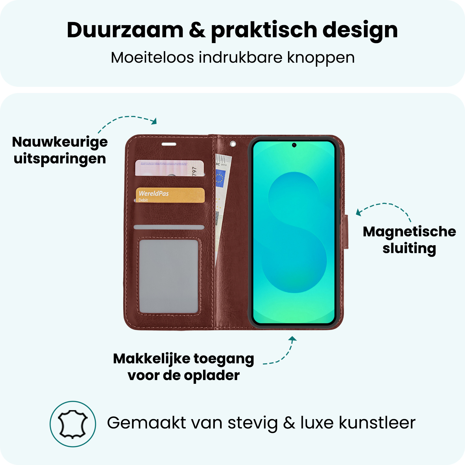 Forterra Forterra Samsung Galaxy S25 Hoesje Bookcase Met Screenprotector - Bruin