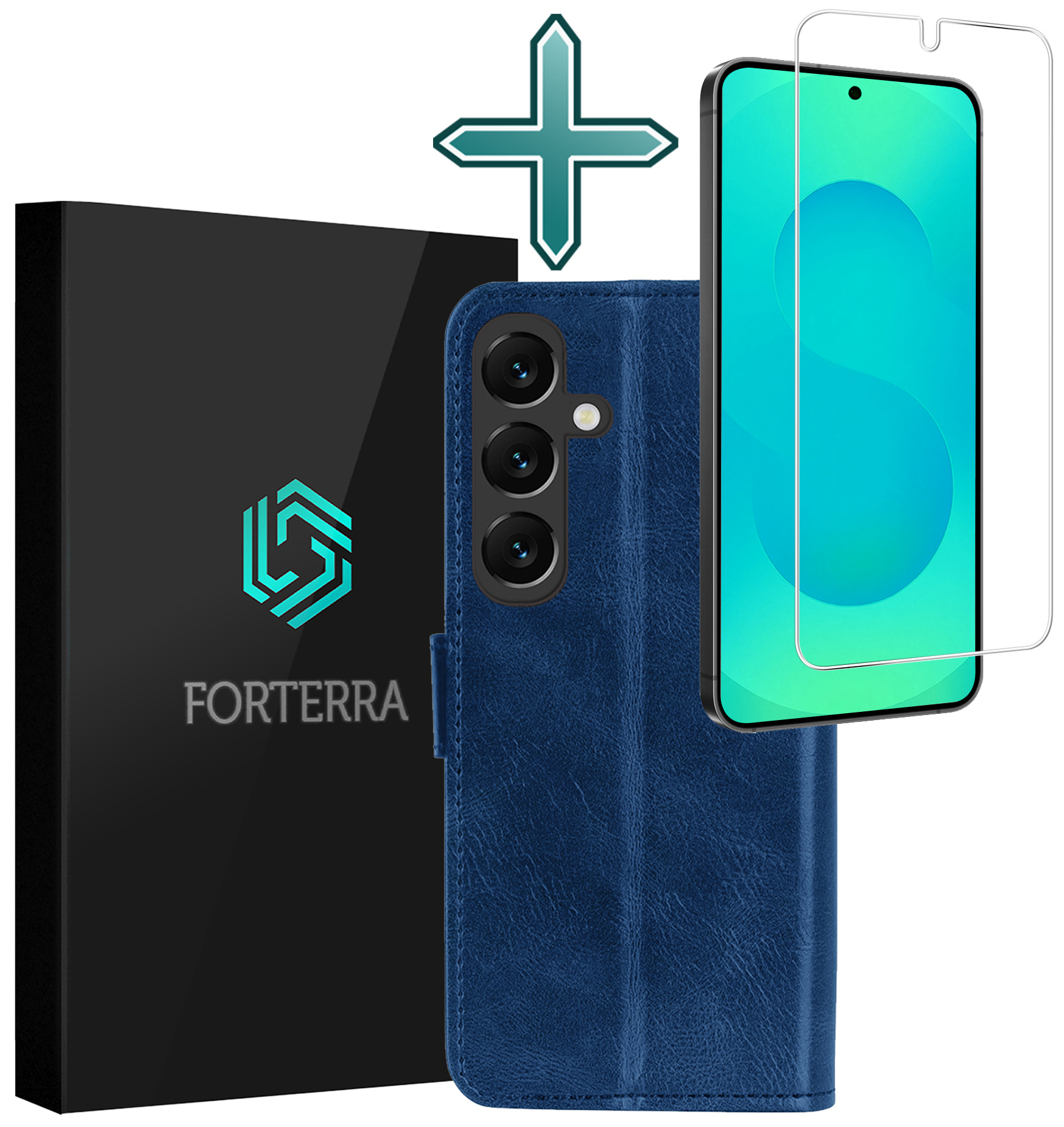 Forterra Forterra Samsung Galaxy S25 Hoesje Bookcase Met Screenprotector - Donkerblauw