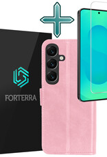 Forterra Forterra Samsung Galaxy S25 Hoesje Bookcase Met Screenprotector - Lichtroze