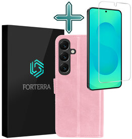 Forterra Forterra Samsung Galaxy S25 Hoesje Bookcase Met Screenprotector - Lichtroze