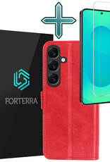 Forterra Forterra Samsung Galaxy S25 Hoesje Bookcase Met Screenprotector - Rood