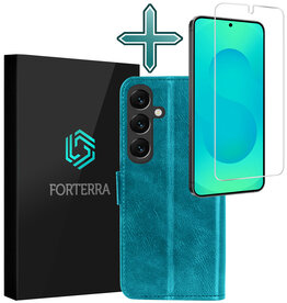 Forterra Forterra Samsung Galaxy S25 Hoesje Bookcase Met Screenprotector - Turquoise