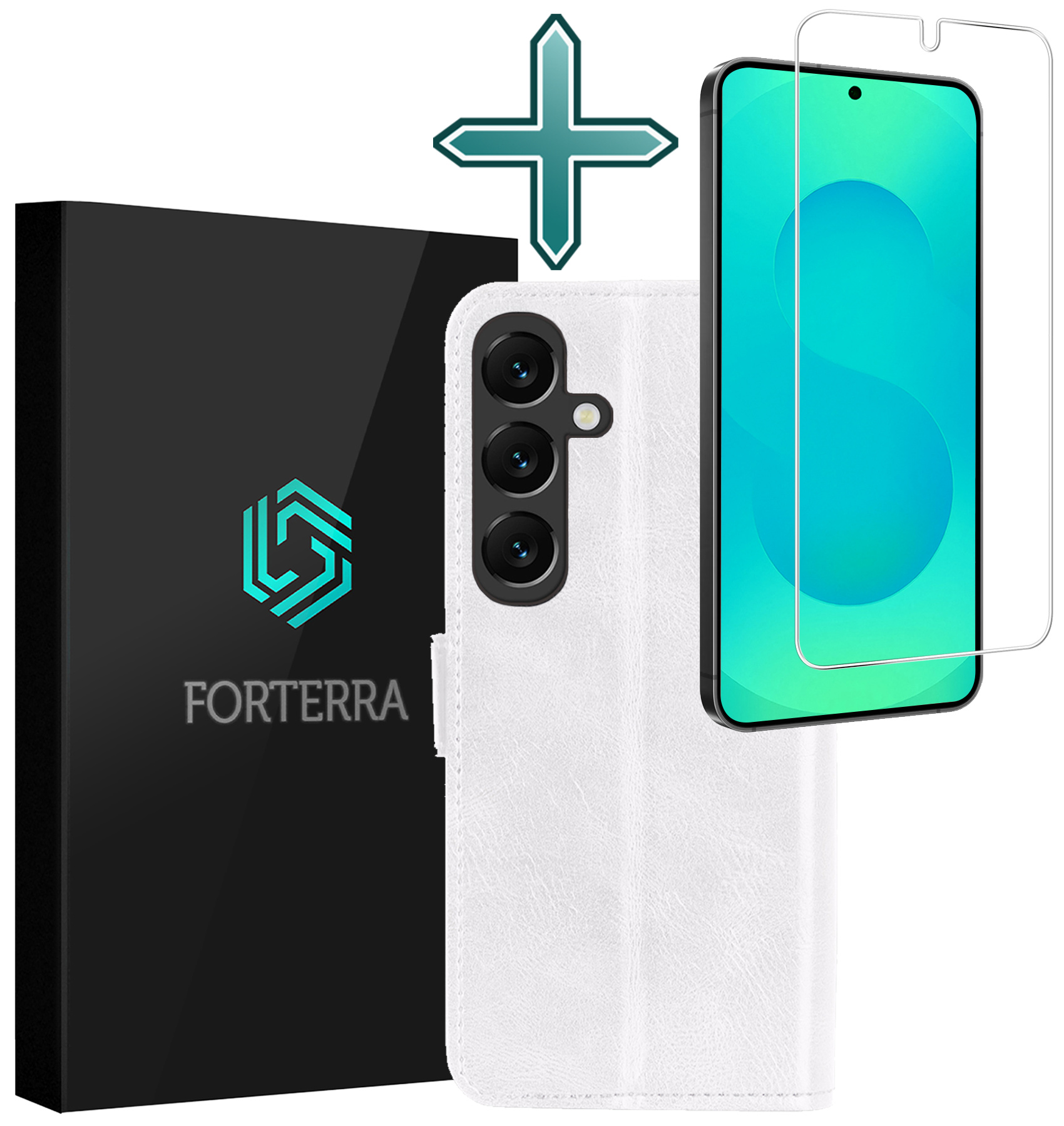 Forterra Forterra Samsung Galaxy S25 Hoesje Bookcase Met Screenprotector - Wit