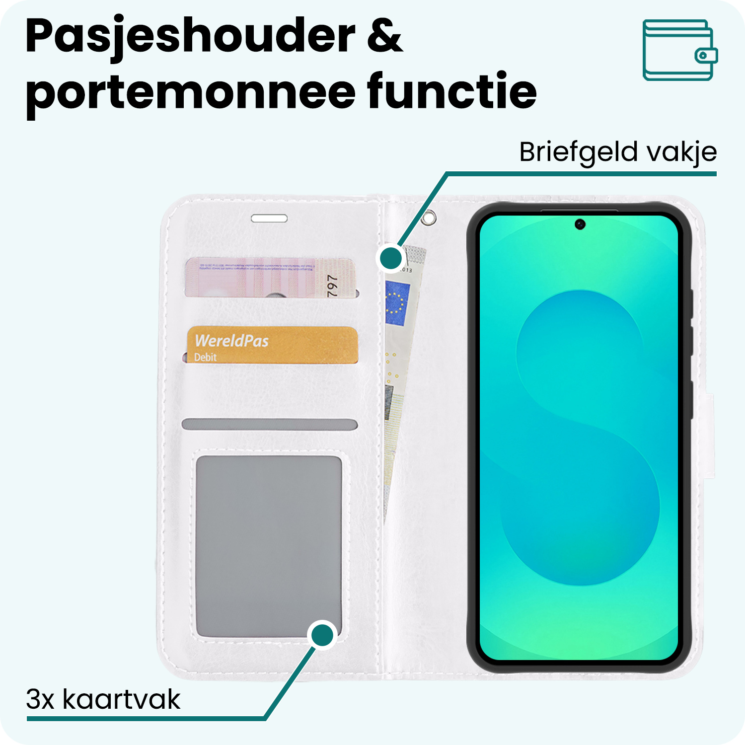 Forterra Forterra Samsung Galaxy S25 Hoesje Bookcase Met Screenprotector - Wit