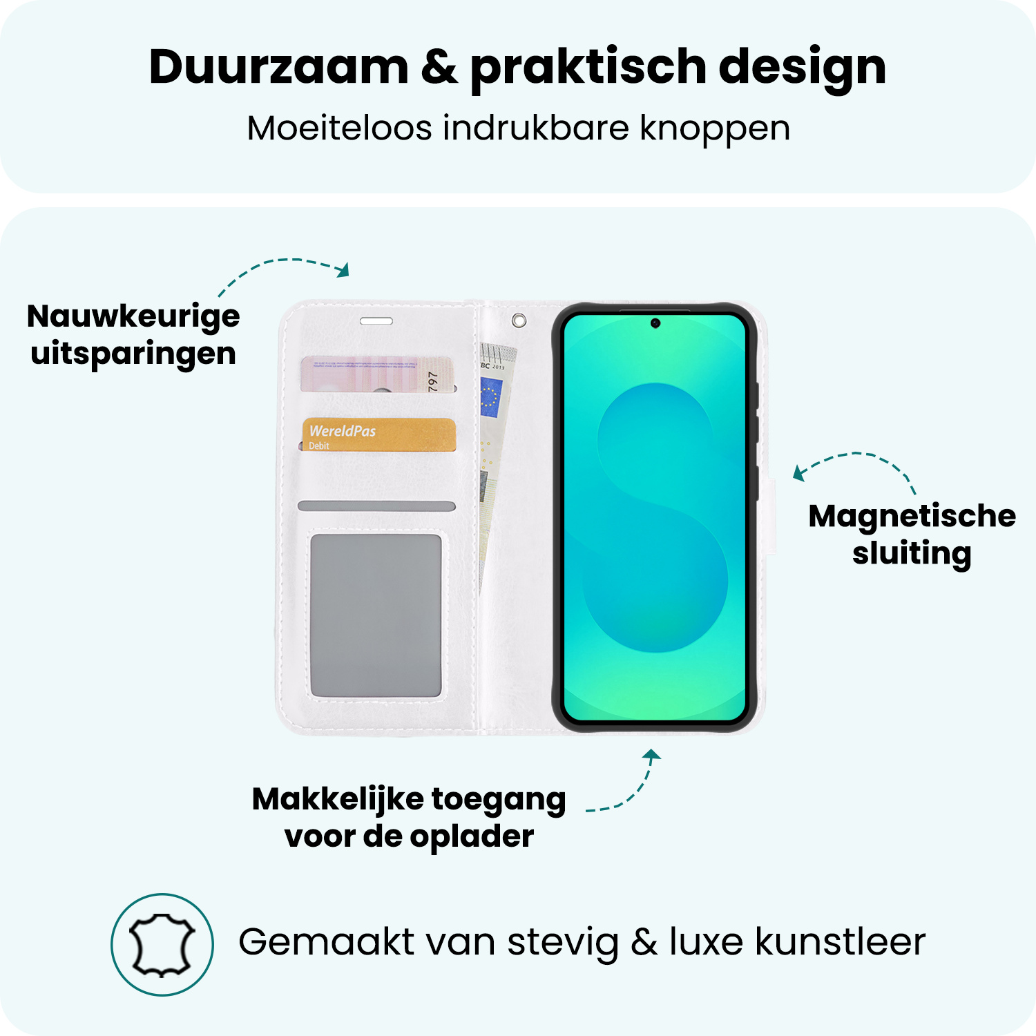 Forterra Forterra Samsung Galaxy S25 Hoesje Bookcase Met Screenprotector - Wit