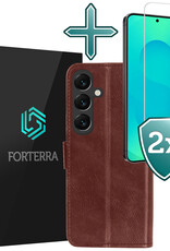 Forterra Forterra Samsung Galaxy S25 Hoesje Bookcase Met 2x Screenprotector - Bruin
