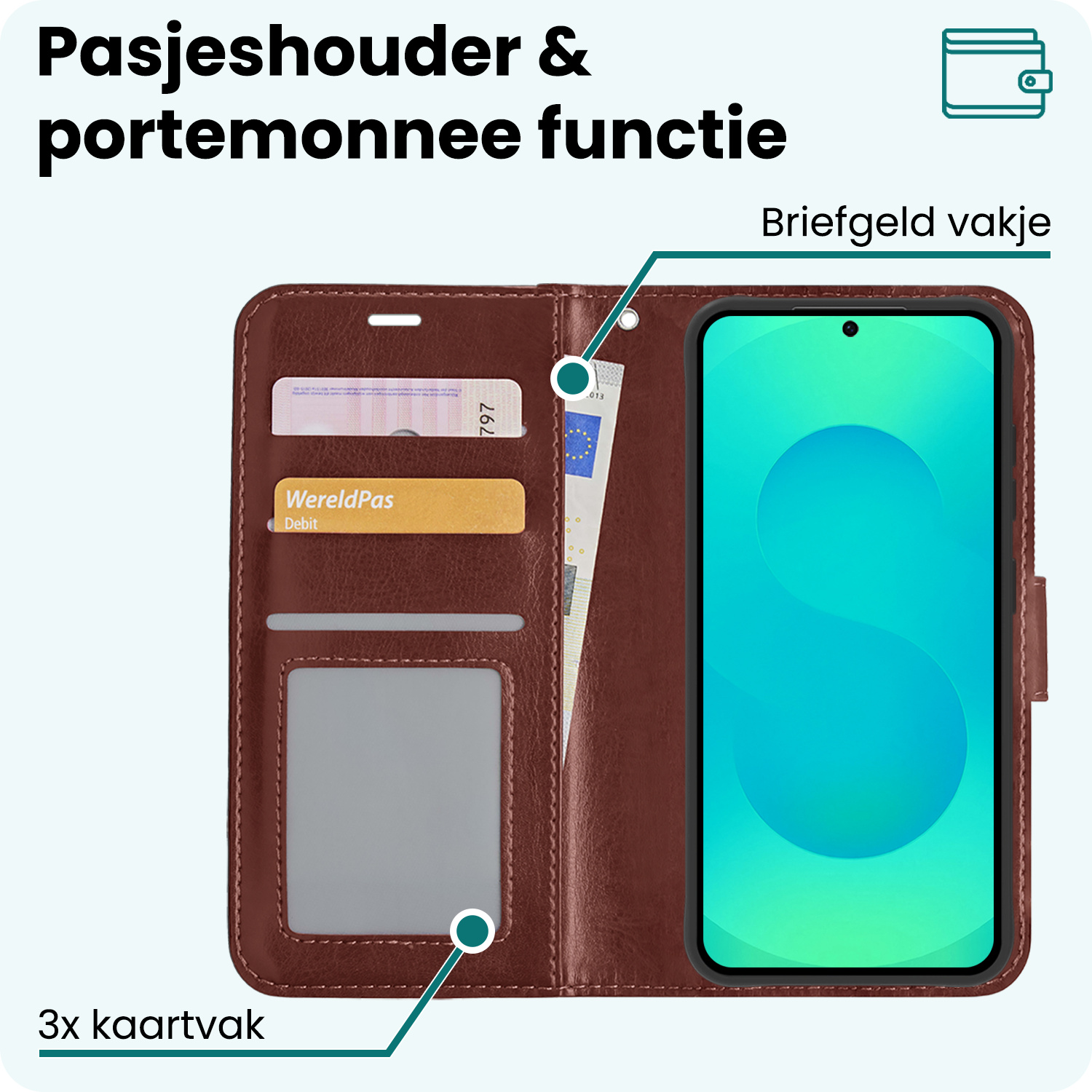 Forterra Forterra Samsung Galaxy S25 Hoesje Bookcase Met 2x Screenprotector - Bruin