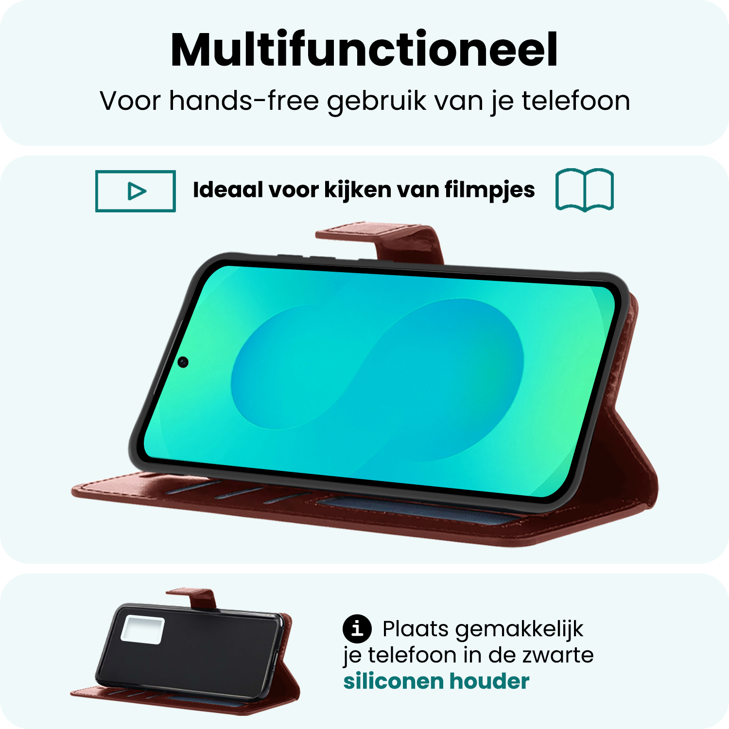 Forterra Forterra Samsung Galaxy S25 Hoesje Bookcase Met 2x Screenprotector - Bruin