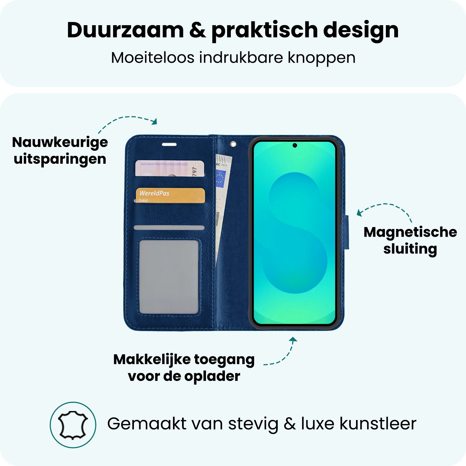 Forterra Forterra Samsung Galaxy S25 Hoesje Bookcase Met 2x Screenprotector - Donkerblauw