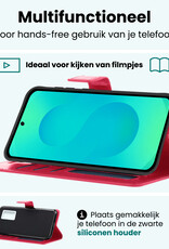 Forterra Forterra Samsung Galaxy S25 Hoesje Bookcase Met 2x Screenprotector - Donkerroze