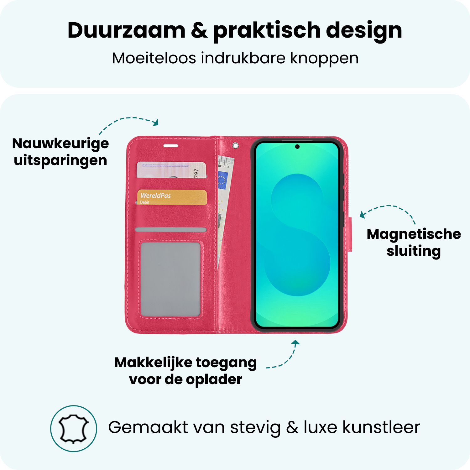 Forterra Forterra Samsung Galaxy S25 Hoesje Bookcase Met 2x Screenprotector - Donkerroze