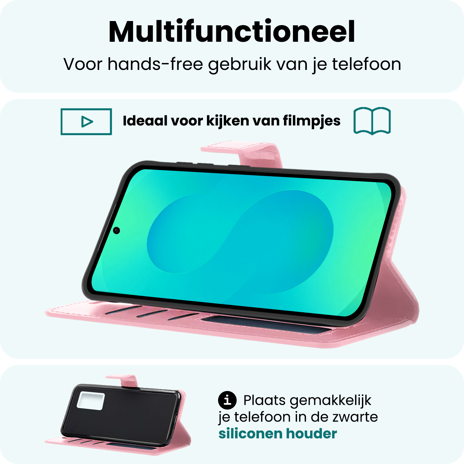 Forterra Forterra Samsung Galaxy S25 Hoesje Bookcase Met 2x Screenprotector - Lichtroze