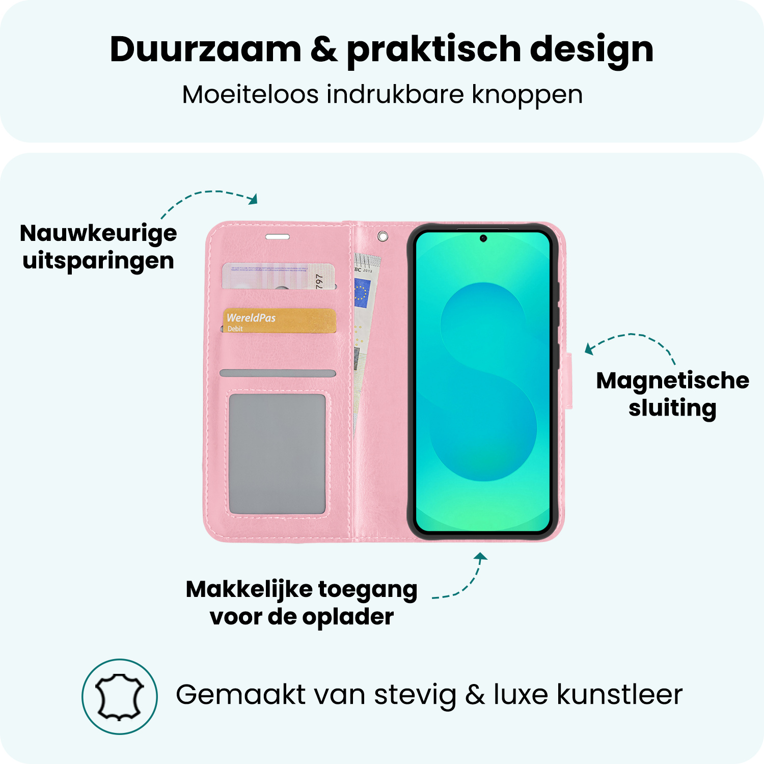 Forterra Forterra Samsung Galaxy S25 Hoesje Bookcase Met 2x Screenprotector - Lichtroze
