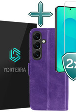 Forterra Forterra Samsung Galaxy S25 Hoesje Bookcase Met 2x Screenprotector - Paars