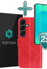 Forterra Forterra Samsung Galaxy S25 Hoesje Bookcase Met 2x Screenprotector - Rood