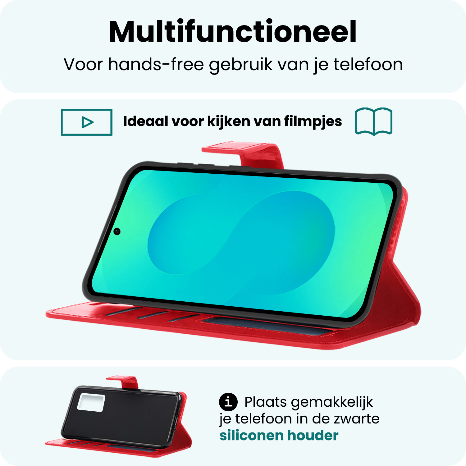 Forterra Forterra Samsung Galaxy S25 Hoesje Bookcase Met 2x Screenprotector - Rood