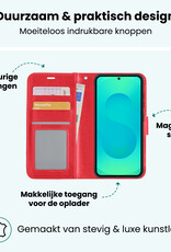 Forterra Forterra Samsung Galaxy S25 Hoesje Bookcase Met 2x Screenprotector - Rood