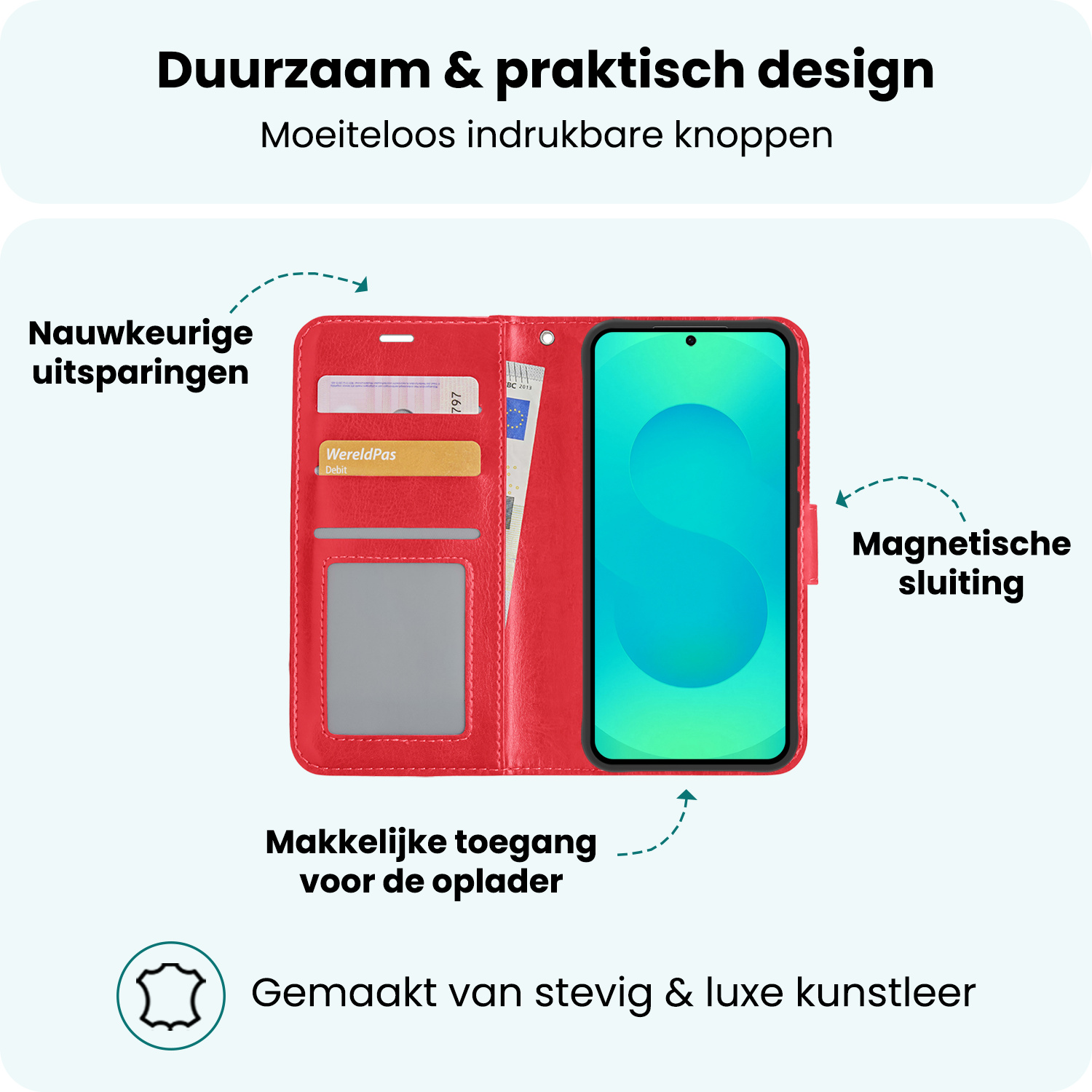 Forterra Forterra Samsung Galaxy S25 Hoesje Bookcase Met 2x Screenprotector - Rood