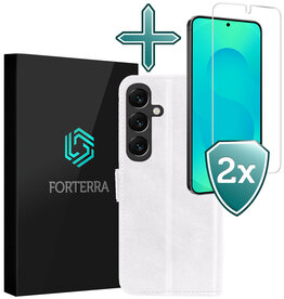 Forterra Forterra Samsung Galaxy S25 Hoesje Bookcase Met 2x Screenprotector - Wit