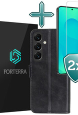 Forterra Forterra Samsung Galaxy S25 Hoesje Bookcase Met 2x Screenprotector - Zwart