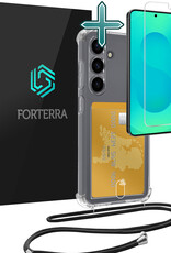 Forterra Forterra Samsung Galaxy S25 Plus Hoesje Pashouder met Koord Met Screenprotector