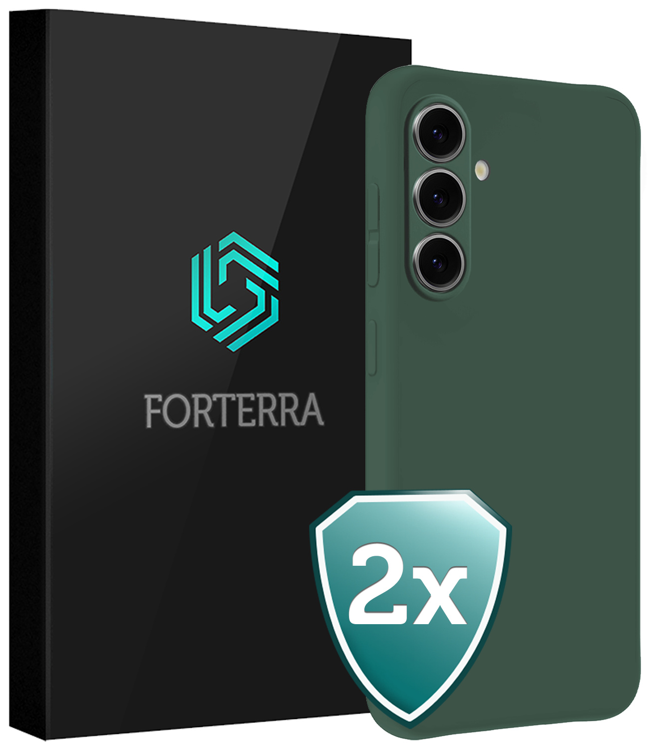 Forterra Forterra Samsung Galaxy S25 Plus Hoesje Siliconen - Donkergroen - 2 PACK