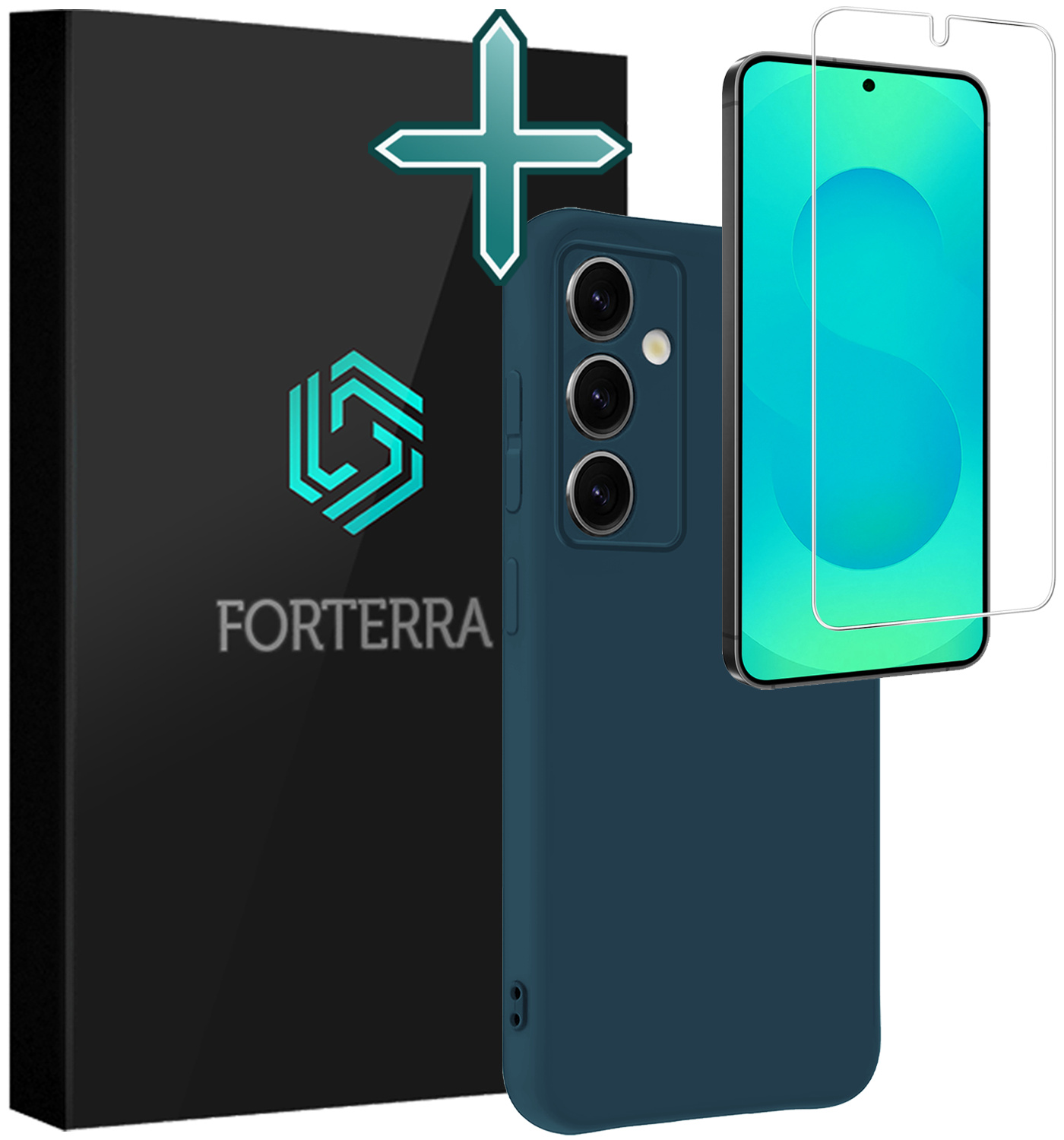 Forterra Forterra Samsung Galaxy S25 Plus Hoesje Siliconen Met Screenprotector - Donkerblauw