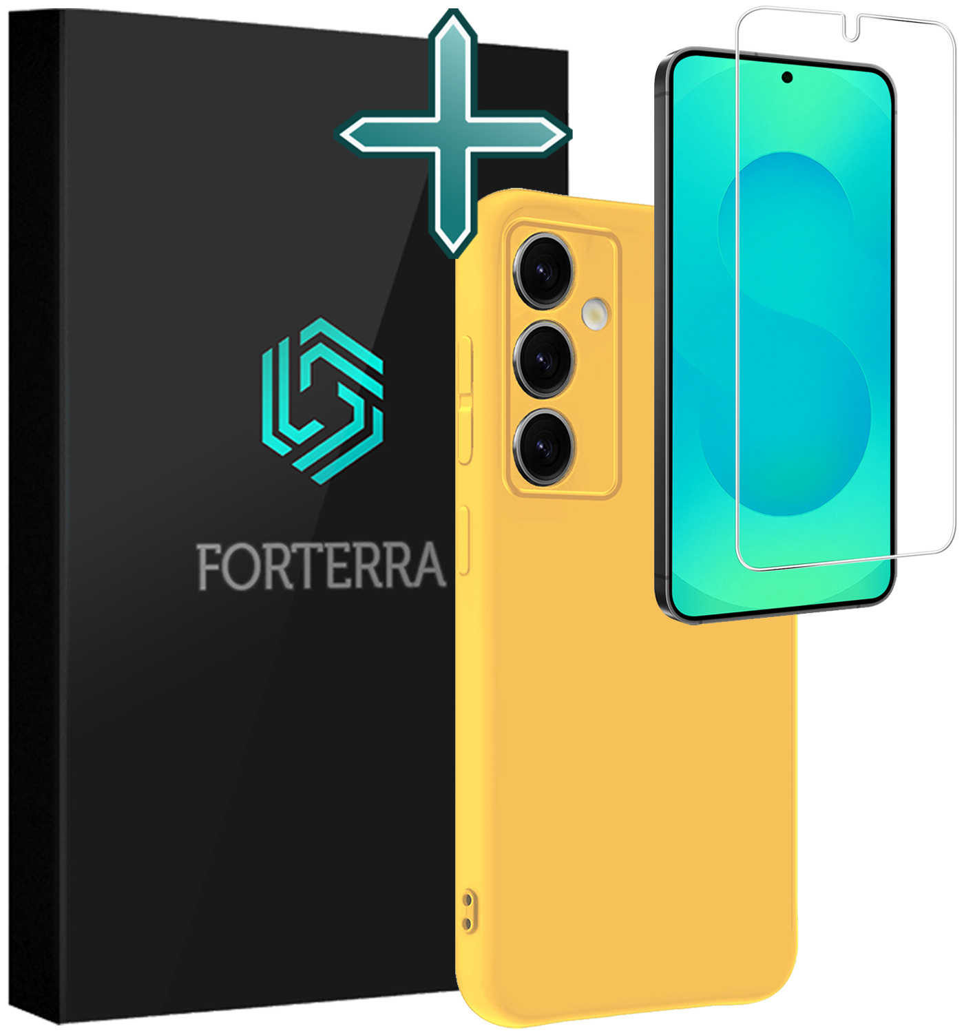 Forterra Forterra Samsung Galaxy S25 Plus Hoesje Siliconen Met Screenprotector - Geel