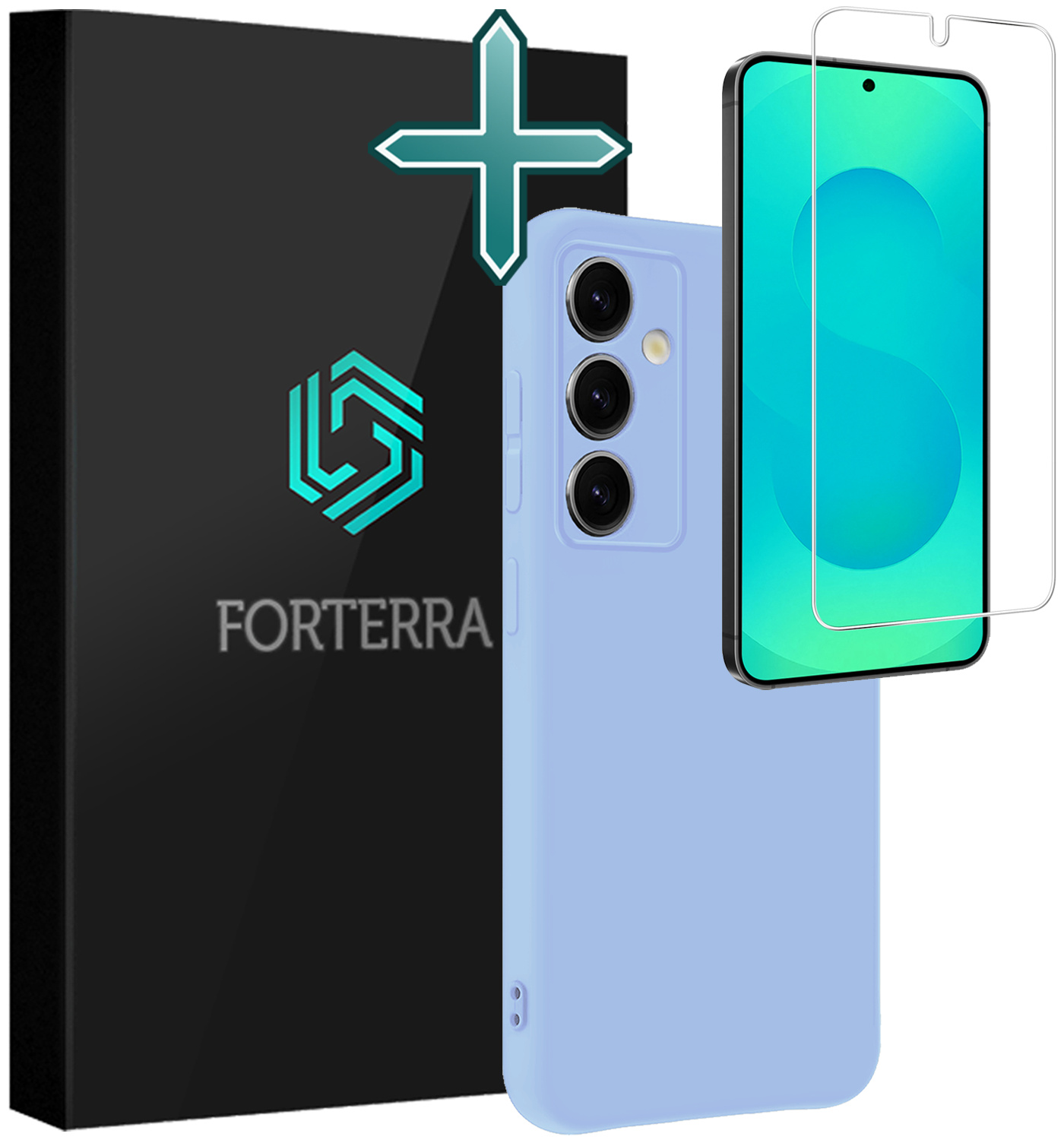 Forterra Forterra Samsung Galaxy S25 Plus Hoesje Siliconen Met Screenprotector - Lichtblauw