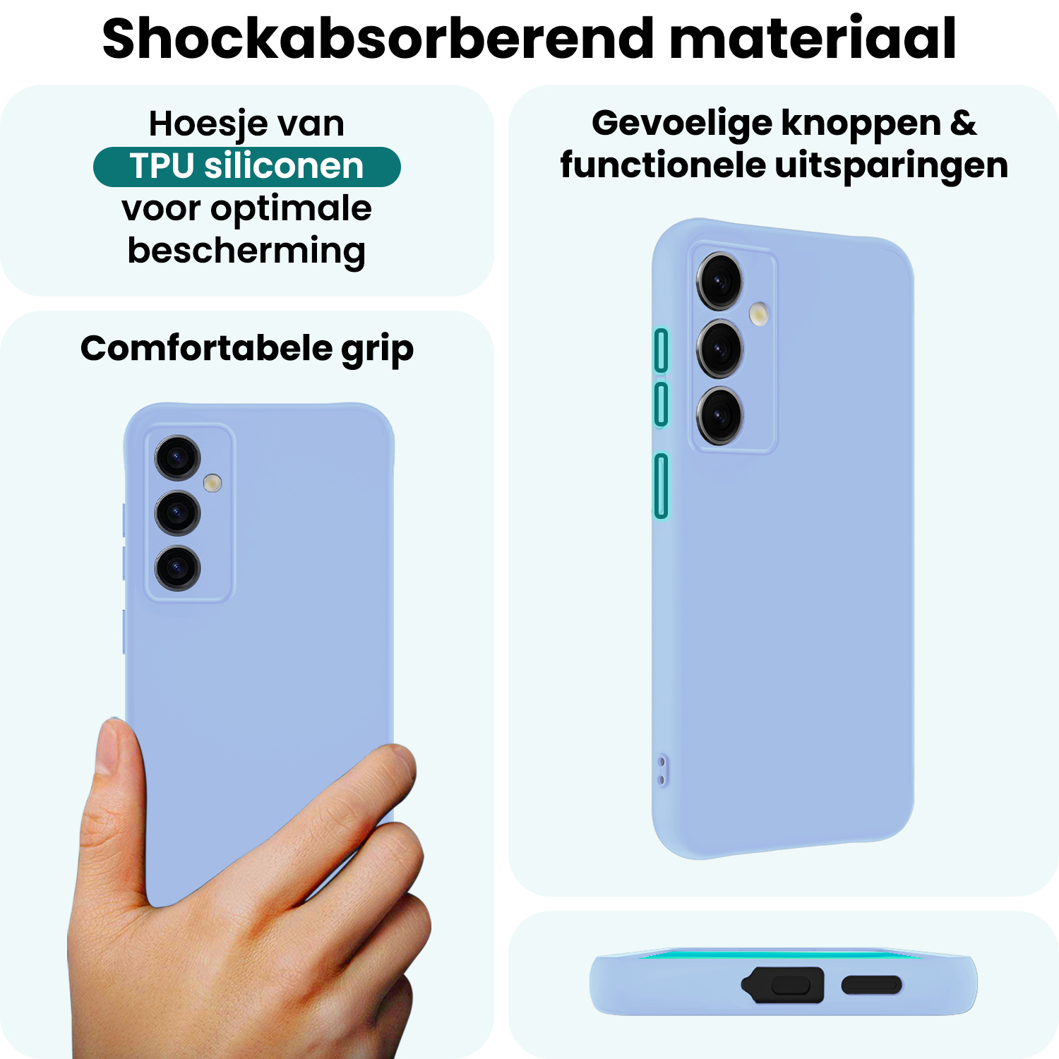 Forterra Forterra Samsung Galaxy S25 Plus Hoesje Siliconen Met Screenprotector - Lichtblauw