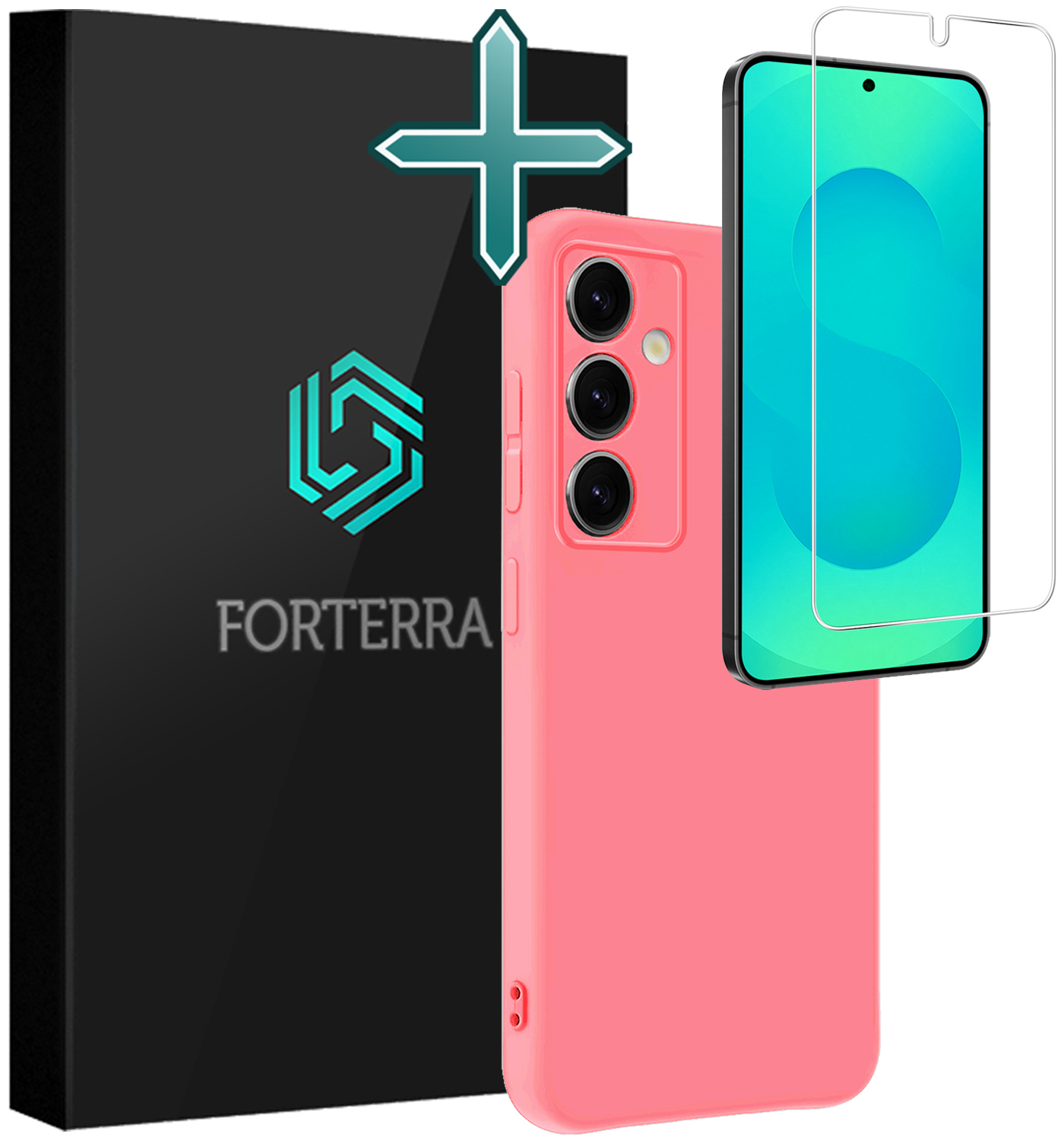 Forterra Forterra Samsung Galaxy S25 Plus Hoesje Siliconen Met Screenprotector - Lichtroze