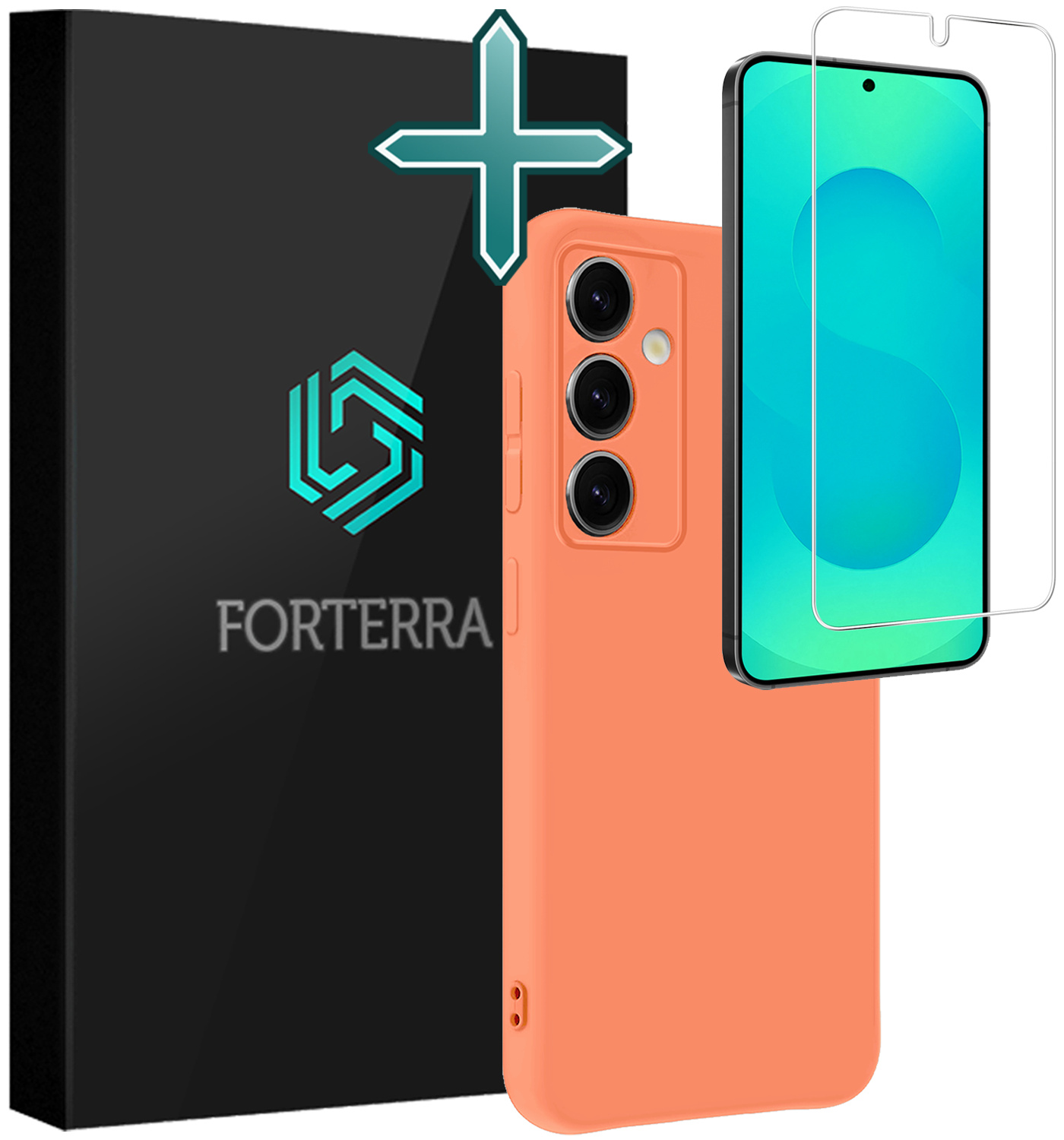 Forterra Forterra Samsung Galaxy S25 Plus Hoesje Siliconen Met Screenprotector - Perzik