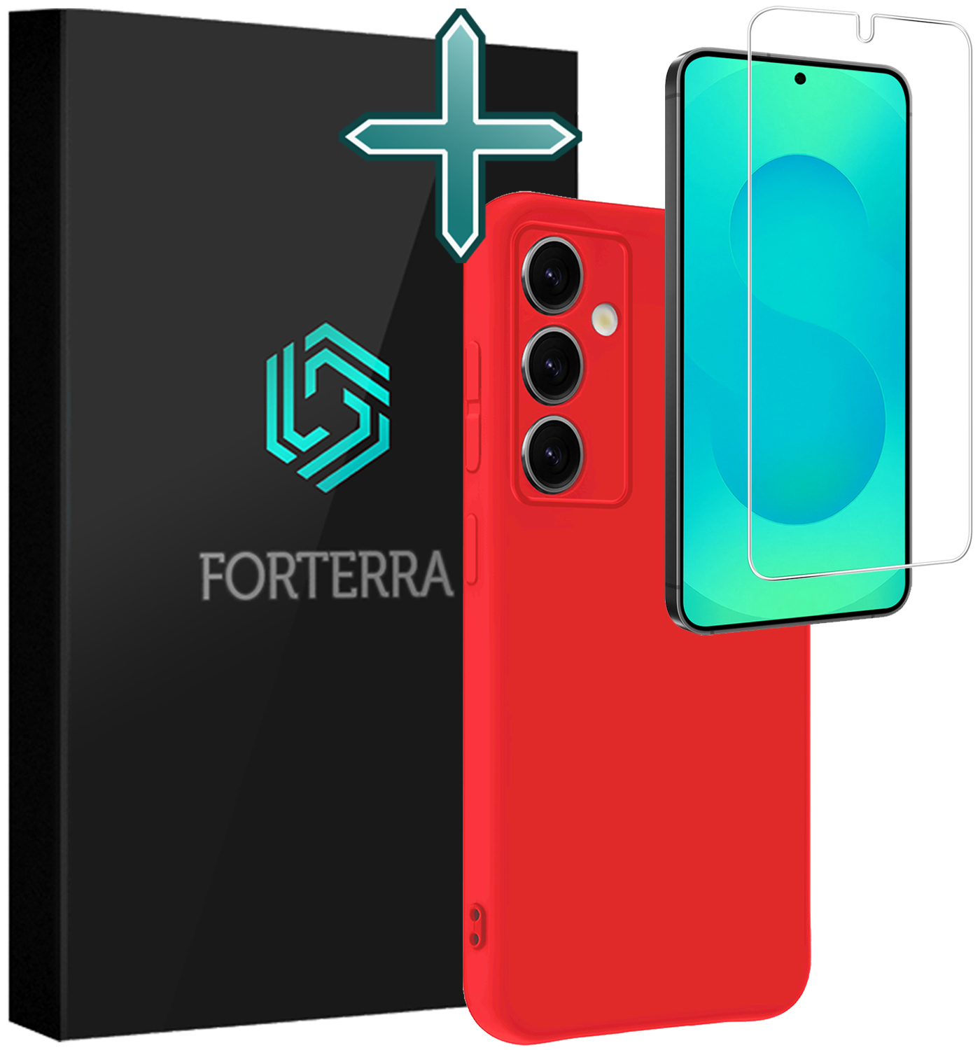 Forterra Forterra Samsung Galaxy S25 Plus Hoesje Siliconen Met Screenprotector - Rood