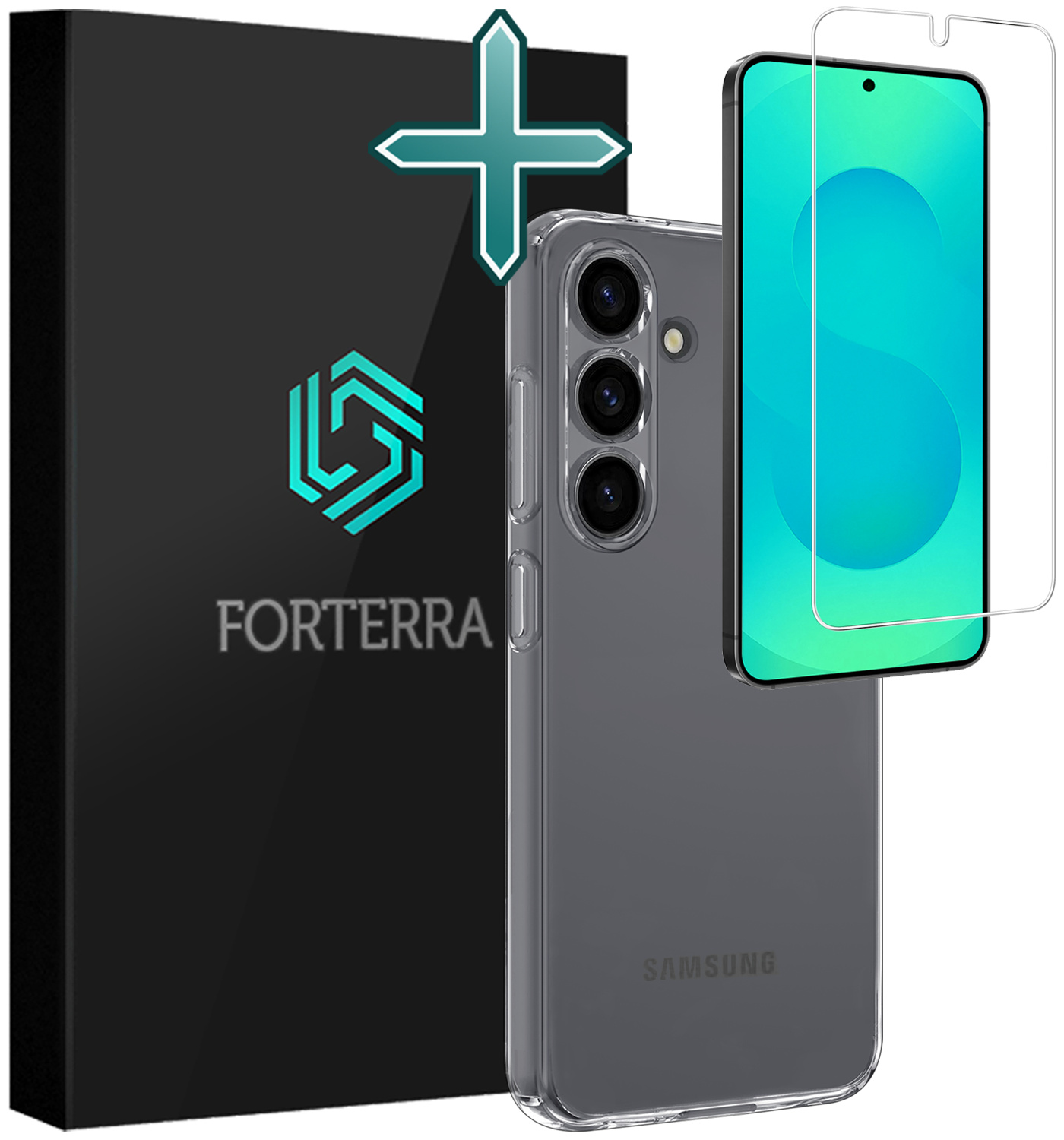 Forterra Forterra Samsung Galaxy S25 Plus Hoesje Siliconen Met Screenprotector - Transparant