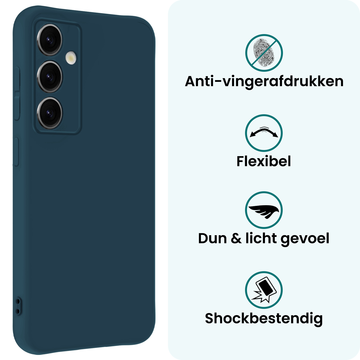 Forterra Forterra Samsung Galaxy S25 Plus Hoesje Siliconen Met 2x Screenprotector - Donkerblauw
