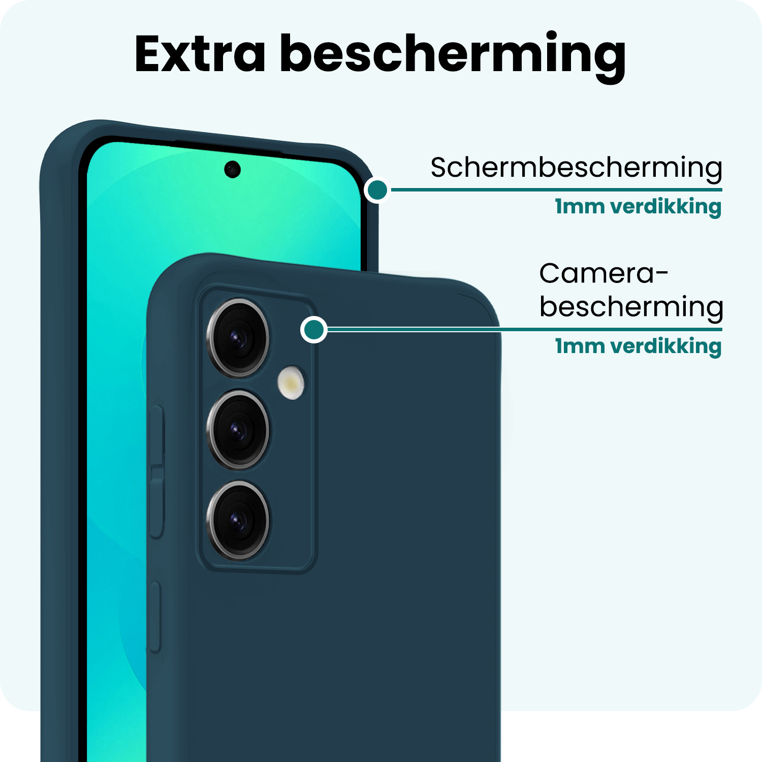 Forterra Forterra Samsung Galaxy S25 Plus Hoesje Siliconen Met 2x Screenprotector - Donkerblauw