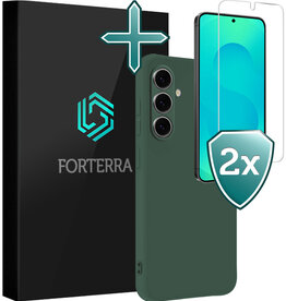 Forterra Forterra Samsung Galaxy S25 Plus Hoesje Siliconen Met 2x Screenprotector - Donkergroen