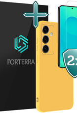 Forterra Forterra Samsung Galaxy S25 Plus Hoesje Siliconen Met 2x Screenprotector - Geel