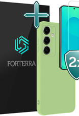Forterra Forterra Samsung Galaxy S25 Plus Hoesje Siliconen Met 2x Screenprotector - Groen