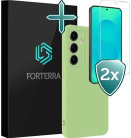 Forterra Forterra Samsung Galaxy S25 Plus Hoesje Siliconen Met 2x Screenprotector - Groen