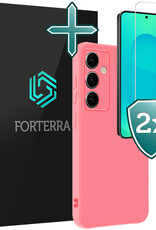 Forterra Forterra Samsung Galaxy S25 Plus Hoesje Siliconen Met 2x Screenprotector - Lichtroze