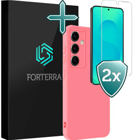 Forterra Forterra Samsung Galaxy S25 Plus Hoesje Siliconen Met 2x Screenprotector - Lichtroze
