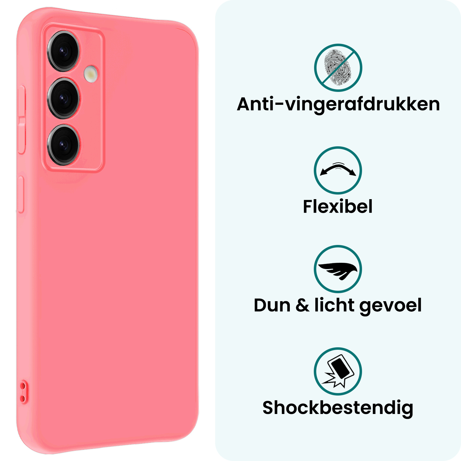 Forterra Forterra Samsung Galaxy S25 Plus Hoesje Siliconen Met 2x Screenprotector - Lichtroze