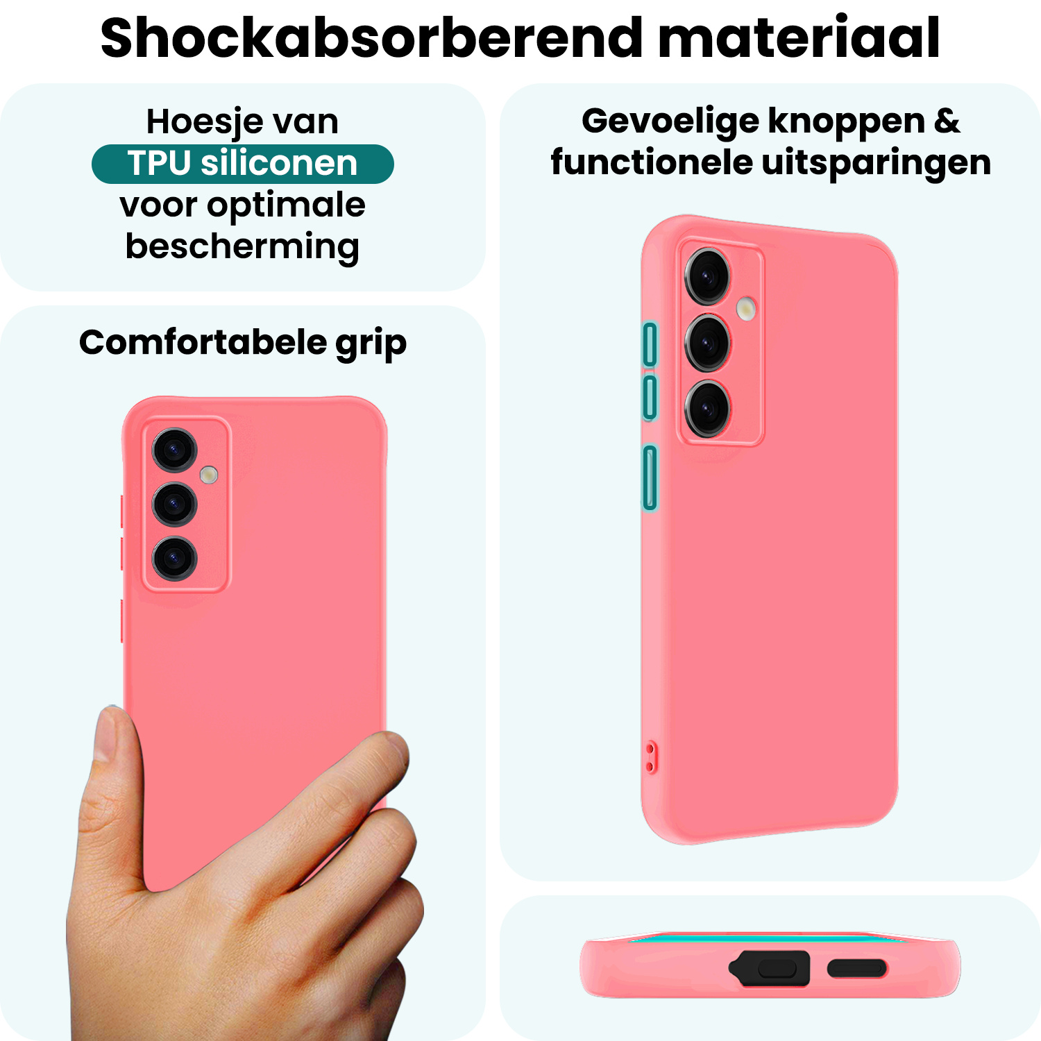 Forterra Forterra Samsung Galaxy S25 Plus Hoesje Siliconen Met 2x Screenprotector - Lichtroze