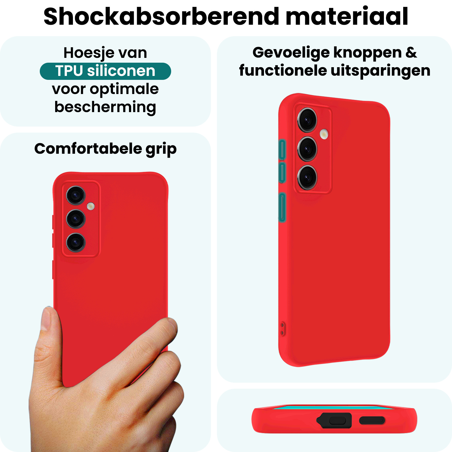 Forterra Forterra Samsung Galaxy S25 Plus Hoesje Siliconen Met 2x Screenprotector - Rood